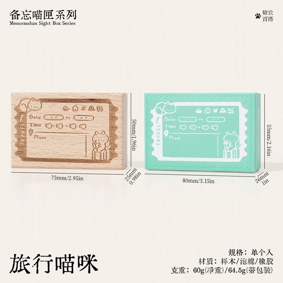 Cute Cat Daily Monthly Calendar Wood Stamp Journaling To Do List Memo Clock in Stamps for Scrapbooking Hobby DIY Craft Suppli