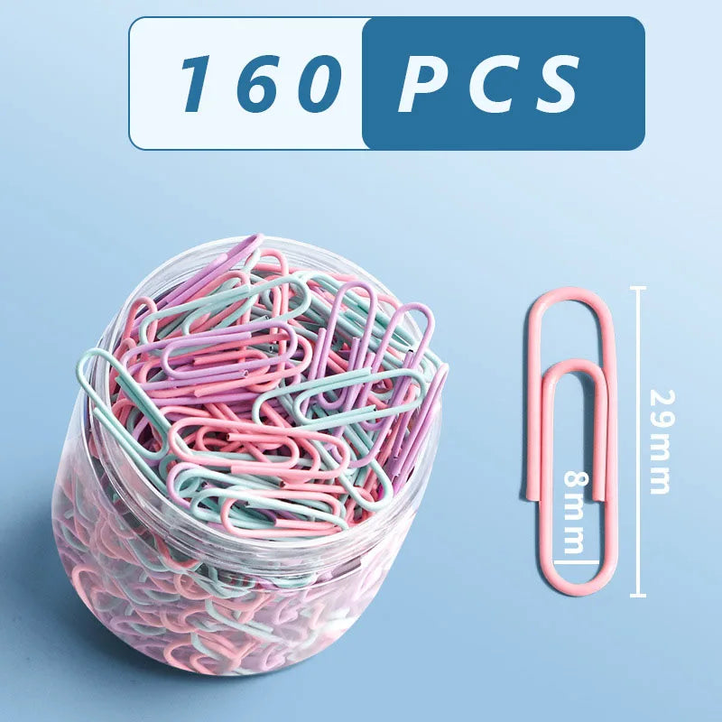 160 pcs Color paper clips office supplies paper clip large file bookmark paper clip organizer stationery stainless steel - 16