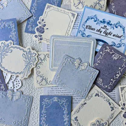 1 box of 30 sheets retro embossed floral border DIY writable decorative hard cardstock paper for scrapbooking Boxed sticky no
