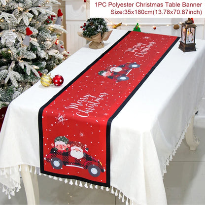Christmas Table Runner Merry Christmas Decoration for Home Xmas Party Decor 2025 Navidad Notal Noel Ornament Happy New Year 2