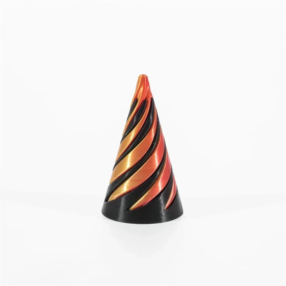 3D Printed Spiral Cone Pyramid Passthrough Sculpture Pass Through Pyramid Toy Mini Vortex Thread Illusion Cone Spiral Ornamen