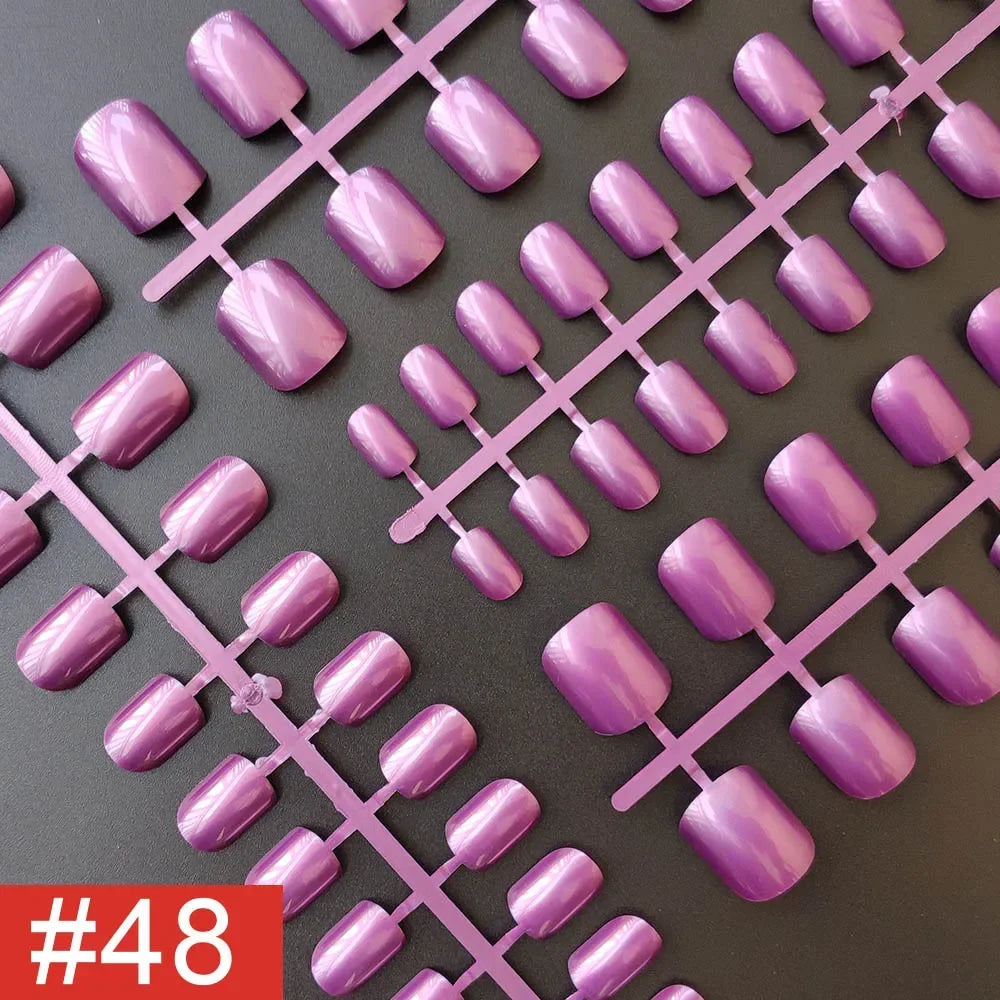 4 Sets/lot Mixed Colors False Nail Tips Short Full Cover Square Fake Nails Comfortable Multicolor Press On Nails Nail DIY - N