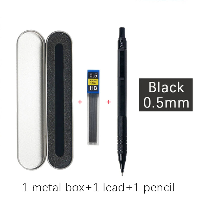 High Quality Metal Mechanical Pencils Set with Lead Refills Drafting Automatic Pencil 0.3, 0.5, 0.7, 2.0mm Pencil for Art Sup