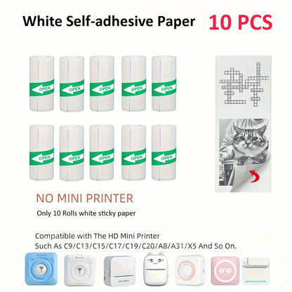 Thermal Mini Printer, Portable Inkless Sticker Maker,Bluetooth Free Cut Small Pocket Printer for Children DIY 57mm Photo Prin