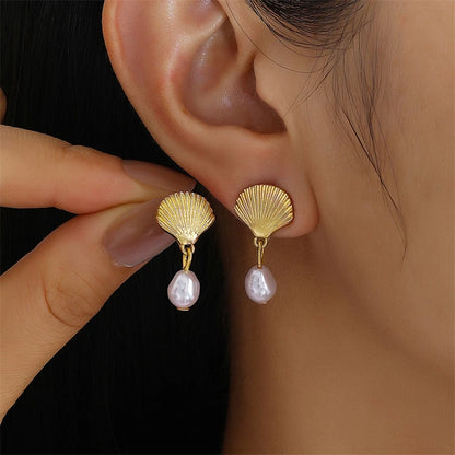 Vintage Metal Shell Stud Earrings for Women Trendy Accessories Personalization Jewelry Earrings Daily Wear Creative Jewelry G