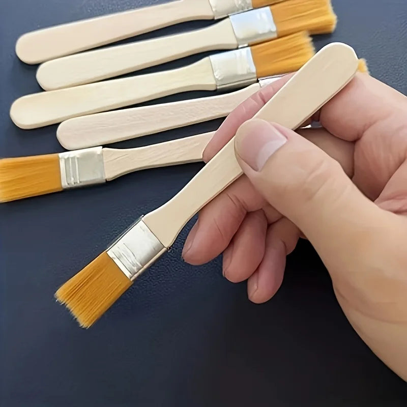 10Pcs Wooden Handle Nylon Bristle Paint Brush for Oil Painting, Dusting and Cleaning - Unrechargeable Hand Tool Set Without B