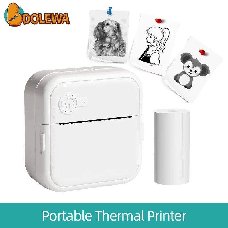 DOLEWA D8 Portable Mini Printers Wireless Bluetooth Inkless Sticker Maker