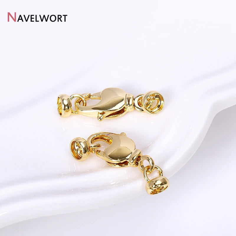 2 Sizes 18K Gold Plated Brass Metal Lobster Clasps Hooks Connector,Clasps For Jewelry,DIY Fashion Jewelry Making Accessories