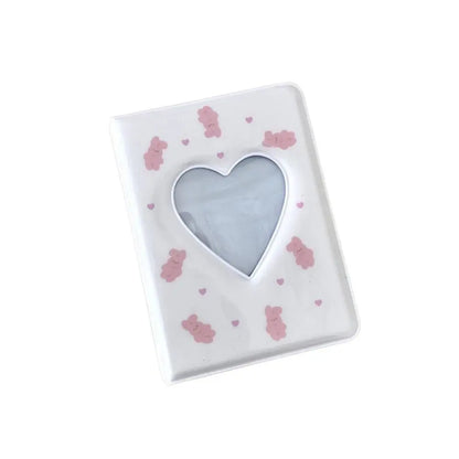 Cute Bear Photo Album 3 Inch Love Heart Hollow Picture Storage Case Kpop Card Binder Name Card Book Photocard Holder