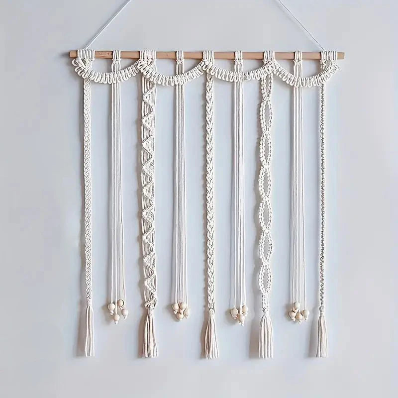 Boho Photo Display Clip Handmade Exquisite Tassel Wall Hanging Decoration Photograph Storage Tool With 20 Wooden Clips - Crea