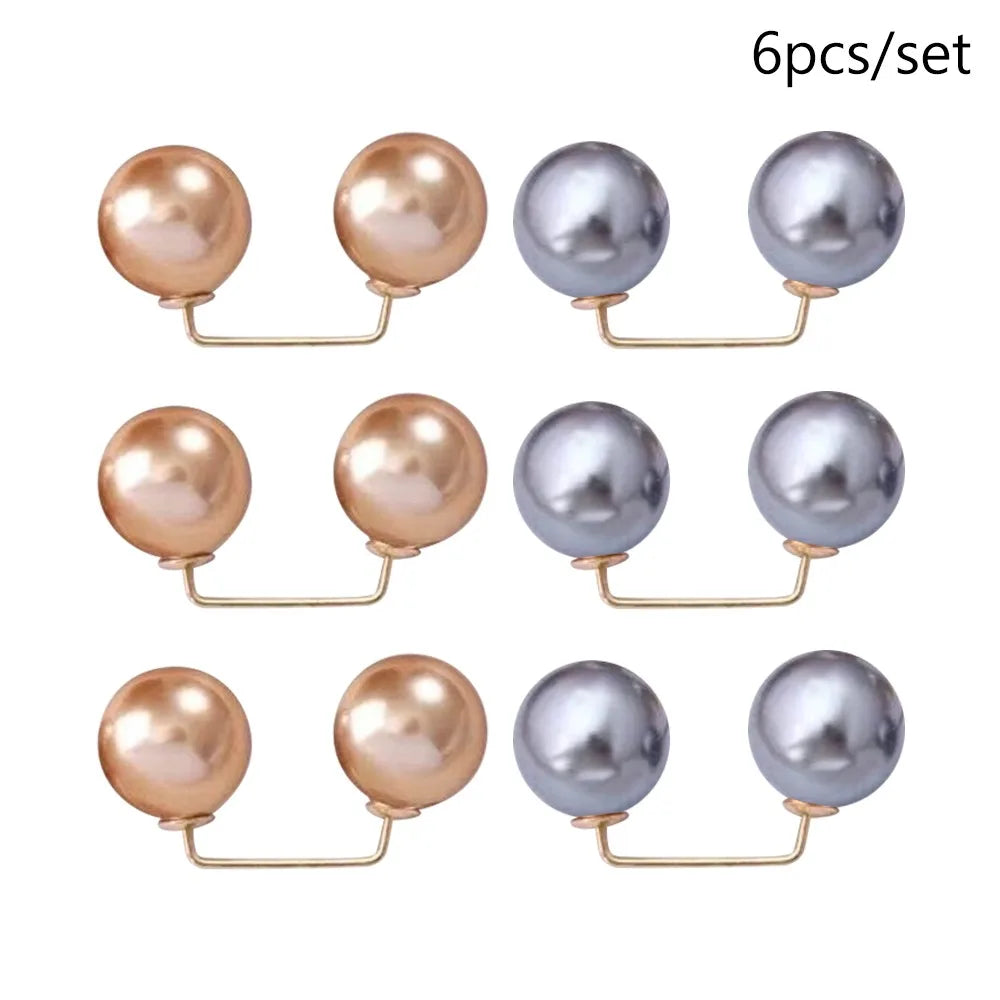3/6/8Pcs Clothing Accessories Pearl Brooch Detachable Double Head Pin Waist Clip Jewelry Accessory Multifunctional Pants Pin 