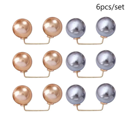 3/6/8Pcs Clothing Accessories Pearl Brooch Detachable Double Head Pin Waist Clip Jewelry Accessory Multifunctional Pants Pin