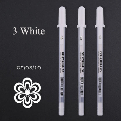 1/3PCS SAKURA Gelly Roll Gel Pens Highlight Marker for Journaling Art Drawing Classic White Ink Assorted Point Fine Medium Bo