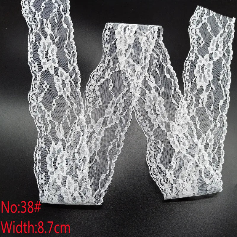 10 Yards 38 Kinds of White Lace Ribbon African Lace Fabric DIY Webbing Decoration Gifts Packing Sewing Clothes Material Craft