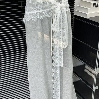 Embroidered Flower Lace Mini Skirt Irregular Y2K Streetwear Ruched Skirts High Waist See Through Lace Up Ruffles Skirt - 3