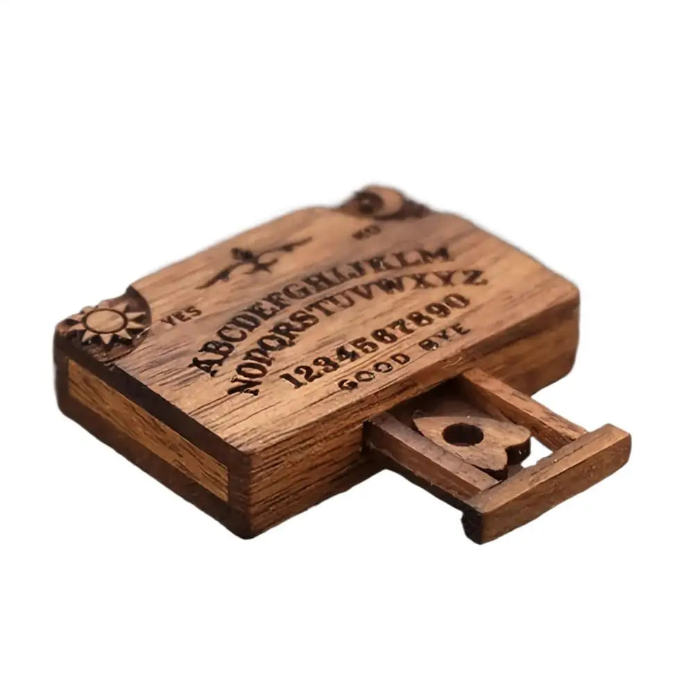 Mini Ouija Board Retro Miniature Spirit Board With Drawer Wooden Miniatures Emotional Love Drawer Home Decoration Gift - 1PC