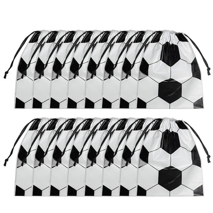 20Pcs Soccer Party Drawstring Bag Football Sport Theme Birthday Favors Treat Bag Gift for guests Team Celebration Decor Suppl