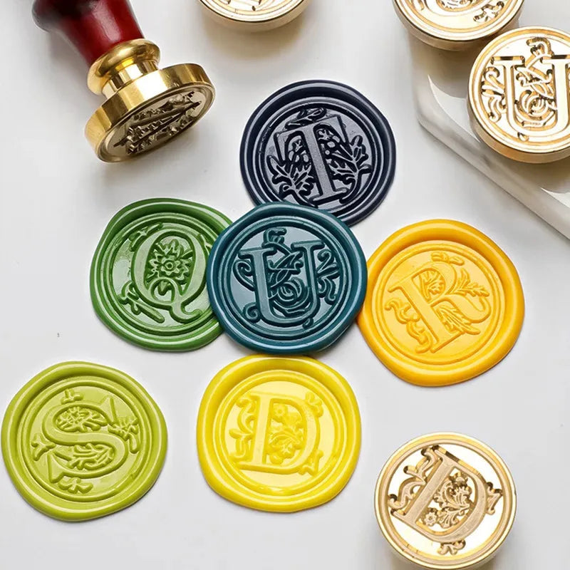 1set 26 Letter A-Z Wax Seal Stamp with wooden handle, Wax Seal Paint Copper Head for Envelope Gift Invitation Card Sticker