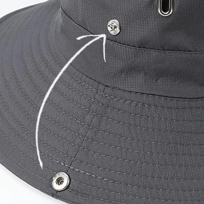 Wide Brim Bucket Hat for Men Women UV Protection Sun Hat with Adjustable Chin Strap Breathable Mesh for Hiking Fishing Campin