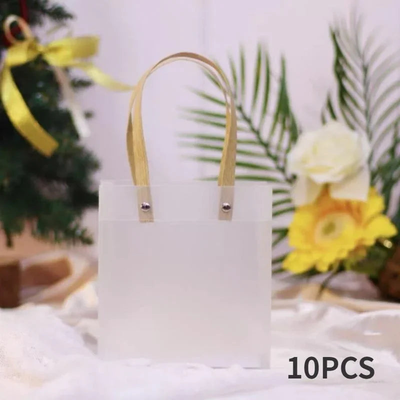 10PCS Holiday Gift Bag Eco-friendly Companion Gift Candy Bag Holiday Gift Birthday Gift Bag, Anniversaries，Frosted Tote Bag -