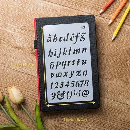 12Set English Alphabet Stencil Templates Art Letters Painting on Wood, Reusable Stencil Crafts Drawing Templates for DIY