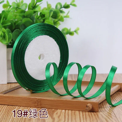 New (25 Yards/lot) 1/4''6mm Single Face Silk Satin Ribbon Wedding Decorative Ribbons Christmas Gift Wrap DIY Handmade Materia