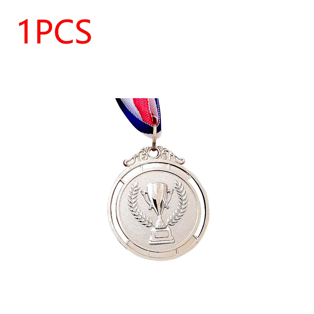 Gold Silver Bronze Trophy Award 1st 2nd 3rd Prize Medal Winner Reward Encourage Badge with Neck Ribbon for Kids Competitions