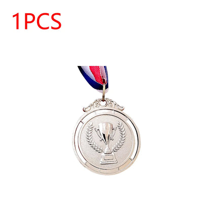 Gold Silver Bronze Trophy Award 1st 2nd 3rd Prize Medal Winner Reward Encourage Badge with Neck Ribbon for Kids Competitions
