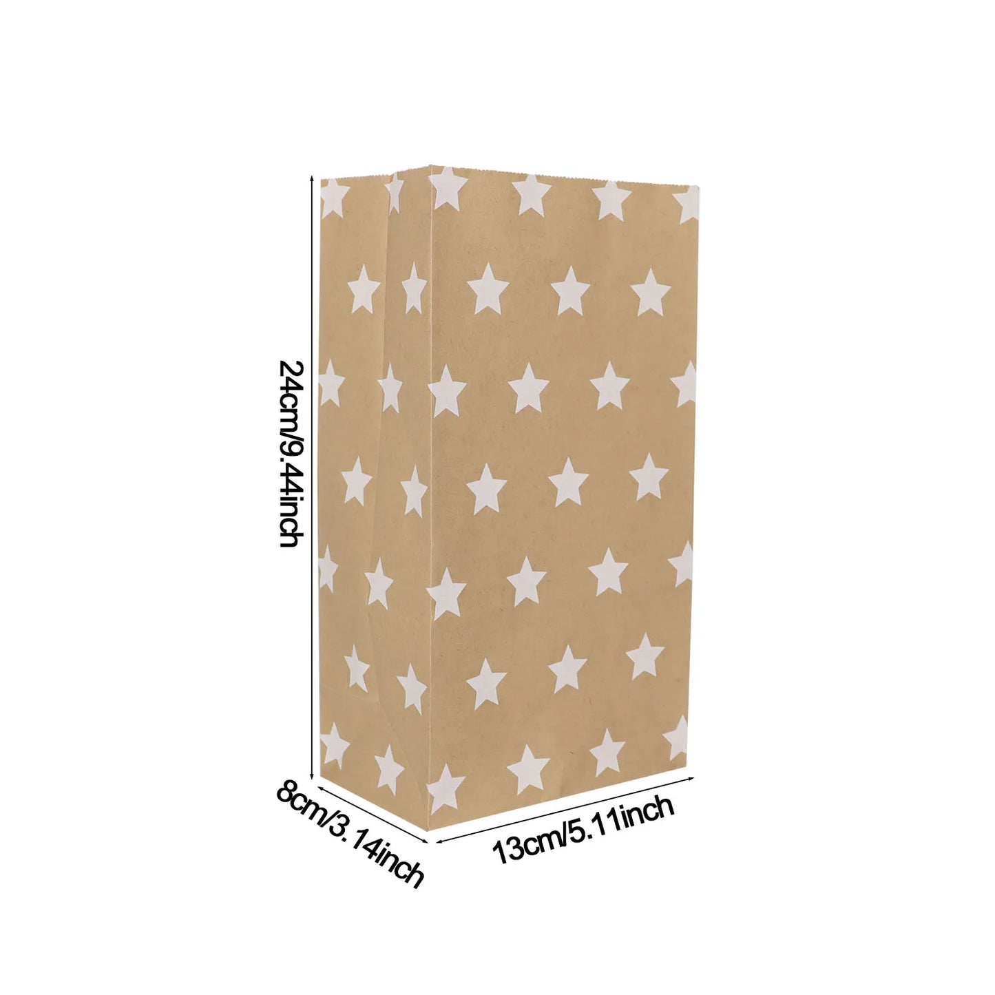 6/12/24pcs Mixed Style Kraft Craft Paper Bags Wave Dot Candy Cookie Packaging Bag Birthday Party Supplies Wedding Guest Gift 