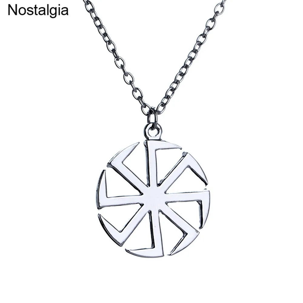 Nostalgia Slavic Kolovrat Pendant Wheel Amulet Pagan Wicca Jewelry Necklace Russian Talisman