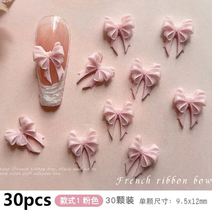 French Ribbons Colorful Resin Cute Bowknot Charm Leopard Print Bow Tie Nail Art Decorations Manicure Tools Accessories Wholes