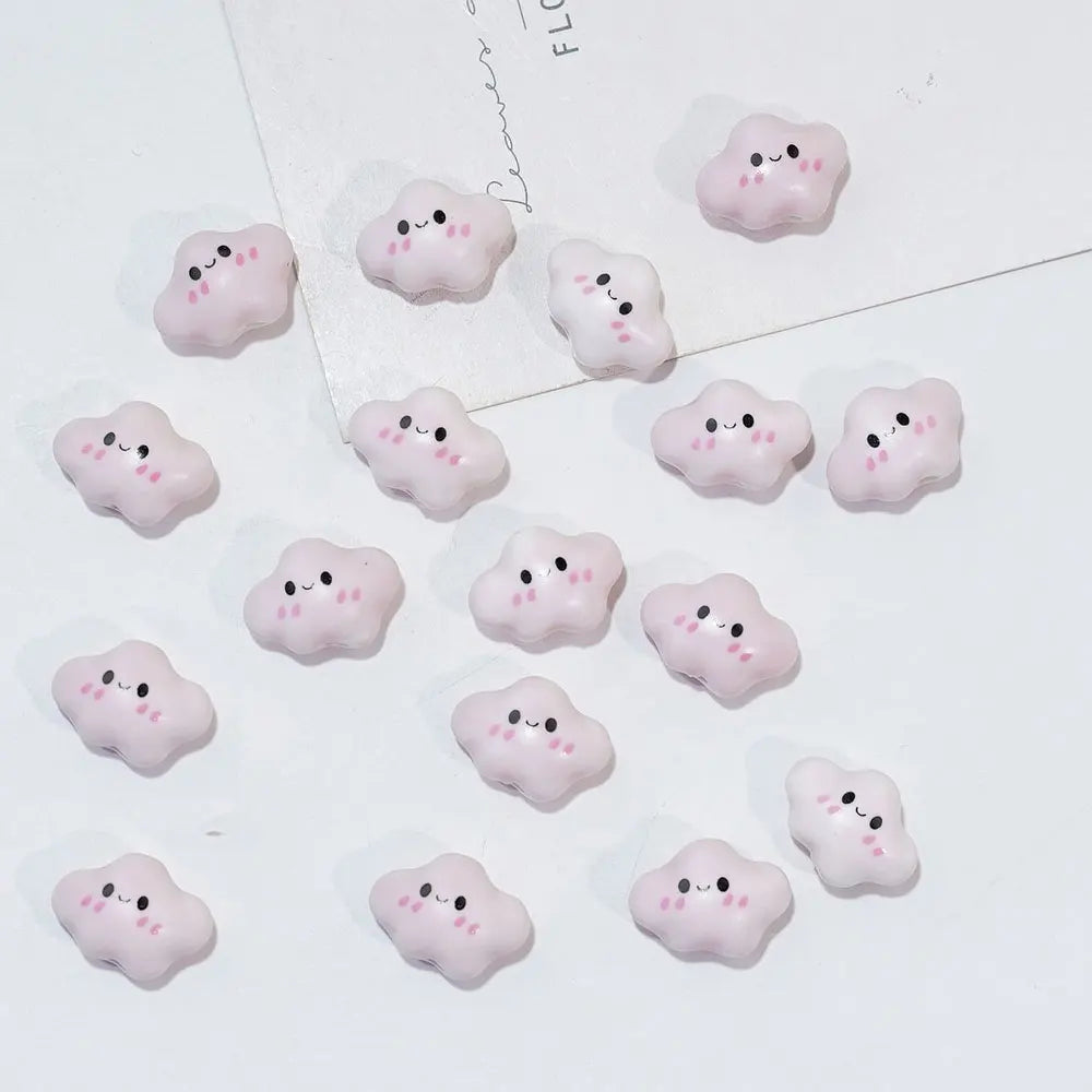 10pcs Colorful Chubby Smiling Cloud White Ceramic Beads DIY for Jewelry Making Bracelets Accessory Bead