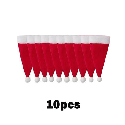 Merry Christmas 2023 Christmas Tableware Bag Holder Christmas Hat Fork Knife Cutlery Bag Christmas Decorations for Home - 10p