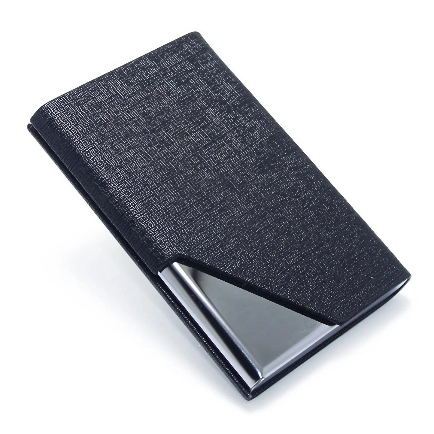 Metal Business Card Holder - Waterproof PU Leather Stainless Steel Card Case for Men and Women