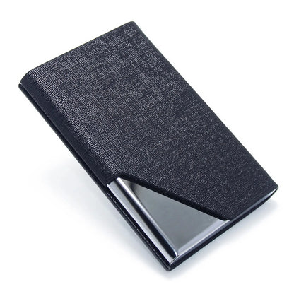 Metal Business Card Holder - Waterproof PU Leather Stainless Steel Card Case for Men and Women