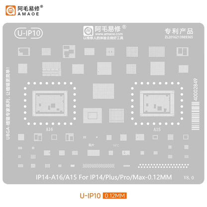 Amaoe BGA Reballing Stencil Template For iPhone 17 16 15 14 13 12 11 Pro Max XSMax 8 7P 7 6 A18 Tin Planting Soldering Net to