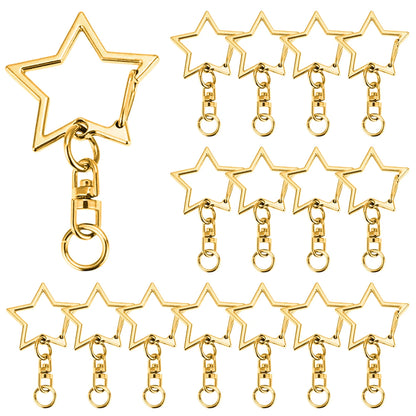 5/15/25/50 Sets Star Shaped Snap Keychain Lobster Claw Clasp with Hanging Buckle Jump Ring for DIY Crafts Jewelry Accessory G