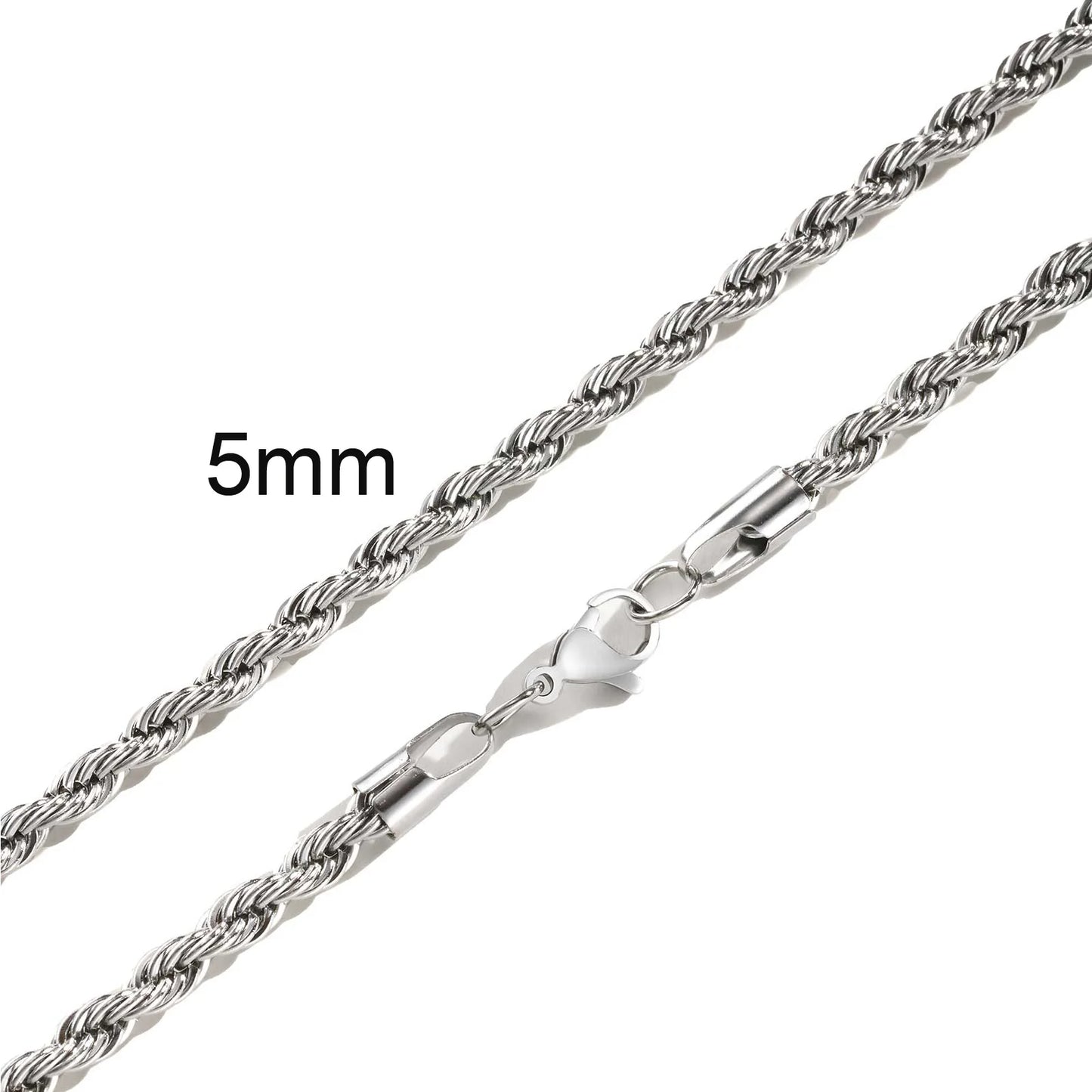 Punk Vintage Rope Chain Necklace for Men Women,Gold Color Stainless Steel Braided Twisted Chain,Hip Hop Casual Jewelry