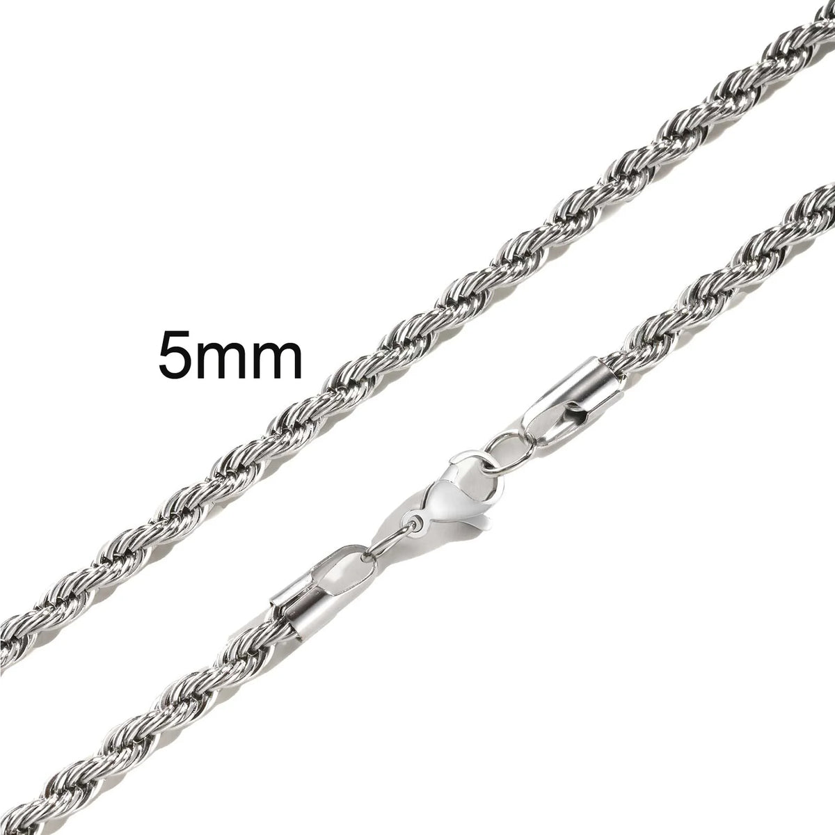 Punk Vintage Rope Chain Necklace for Men Women,Gold Color Stainless Steel Braided Twisted Chain,Hip Hop Casual Jewelry - 5mm 