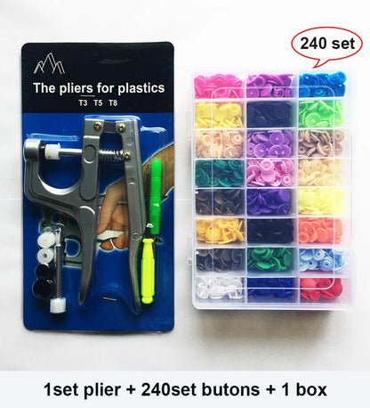 T5 Resin Snap Buttons Set Snaps U Shape Fastener Snap Pliers Buttons Kit Snaps Cloth Buttons DIY Sewing Machine Crafting Tool