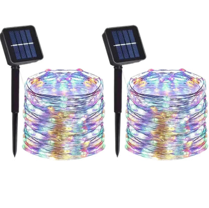 1 2 3 4 5Packs Solar Led Fairy Light Outdoor Christmas Lights 8Modes Copper Wire Lights Waterproof Garden Tree Patio Decor - 