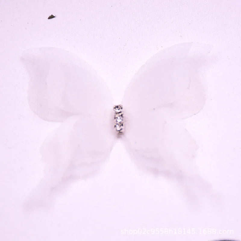 1 pcs 5cm DIY Organza 3D Butterfly Appliques Chiffon Fantasy Translucent Butterflies for Sewing Craft Decoration - White