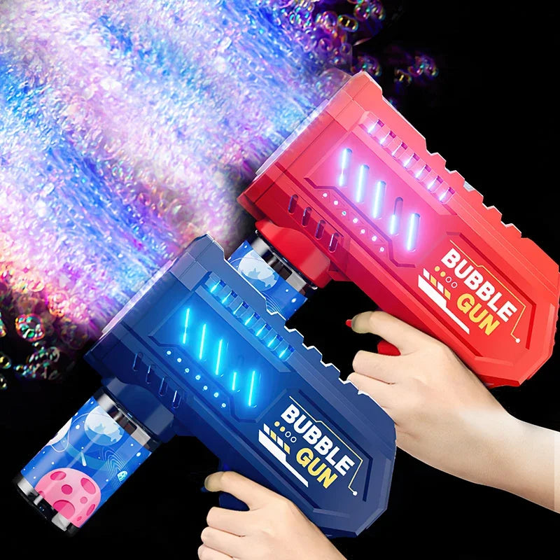 Children bubble machine glowing toy fully automatic bubble gun produces a large amount bubbles without battery and bubble wat
