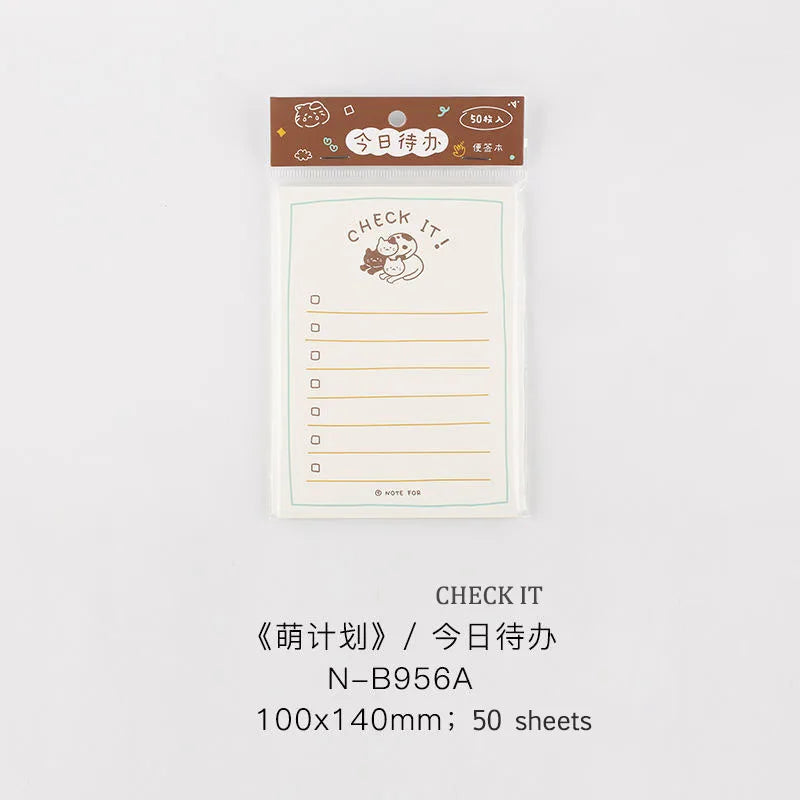 JIANWU 100sheets/50sheets Cute Plan Series Memo Pad Kawaii To Do List Weekly Plan Daily Plan Stationery School Office Supplie
