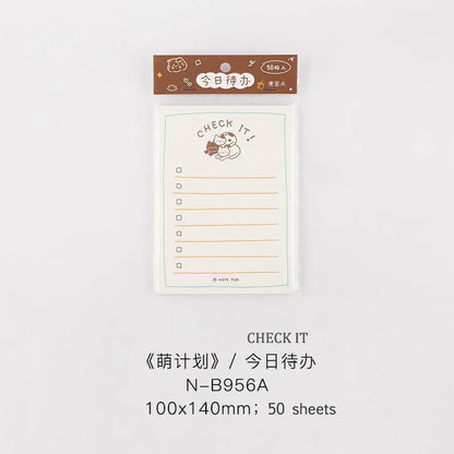 JIANWU 100sheets/50sheets Cute Plan Series Memo Pad Kawaii To Do List Weekly Plan Daily Plan Stationery School Office Supplie