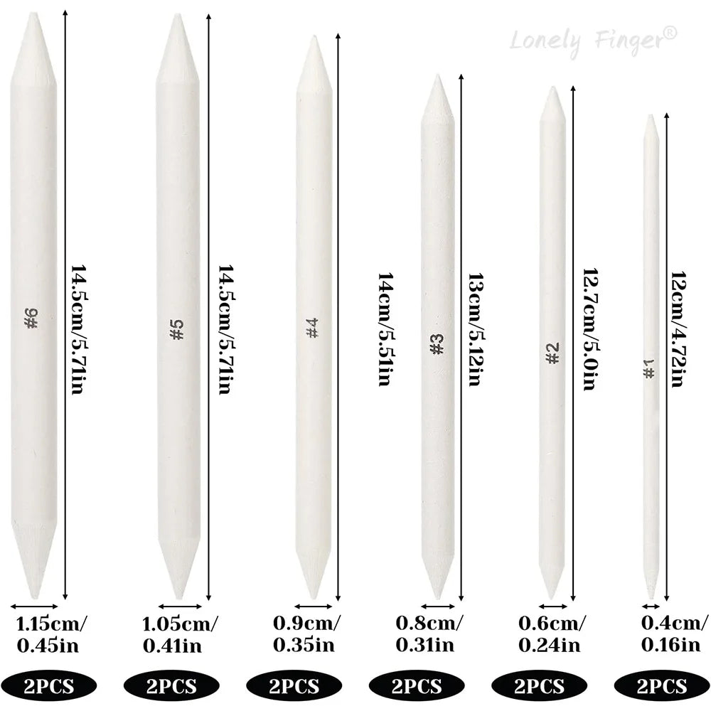 6/12 Pcs Blending Stumps, Paper Art Blenders, Drawing Pencils for Student