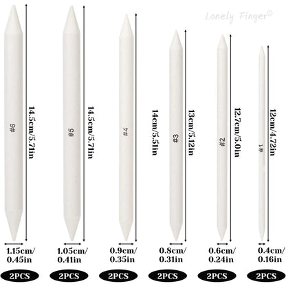6/12 Pcs Blending Stumps, Paper Art Blenders, Drawing Pencils for Student
