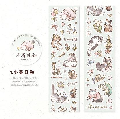 Kitten Synthetic Paper Flash Film Die Cutting Tape Cartoon Cute Children Gooka Decorative Sticker - 1