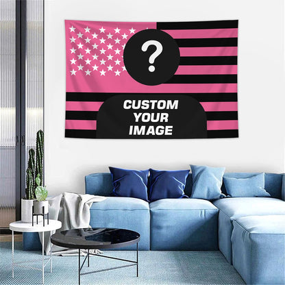 1pc Personalized photo customized American flag tapestry, room decoration banner tapestry customized for family, pets, idols