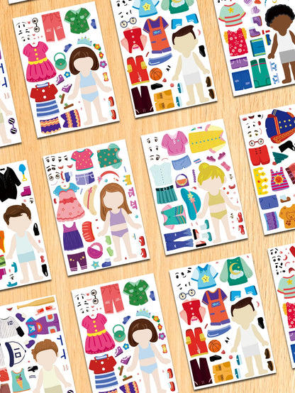 8PCS Cartoon Cute Children Dress Up Collage Scrapbook Collage Material Skateboard/Guitar/Stationery/Diary Waterproof Decorati